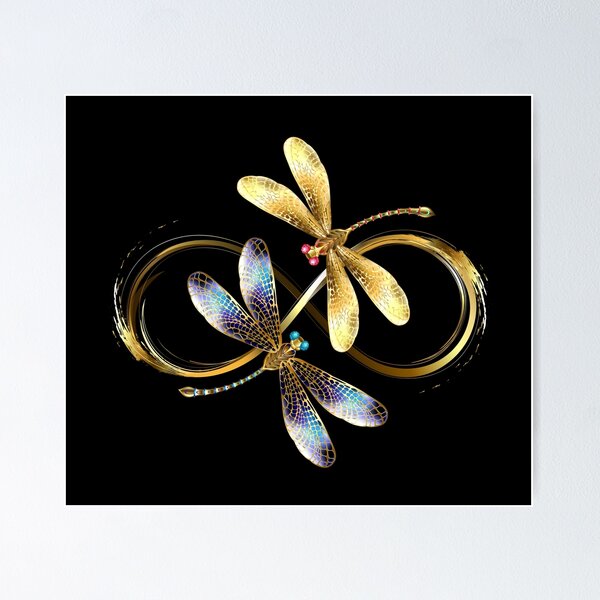 Item preview, Infinity with Two Golden Dragonflies designed and sold by Blackmoon9.