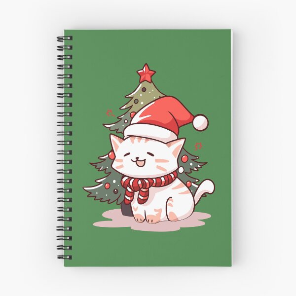 Item preview, Cute cat wearing Santa hat near Christmas tree designed and sold by Niktarka.
