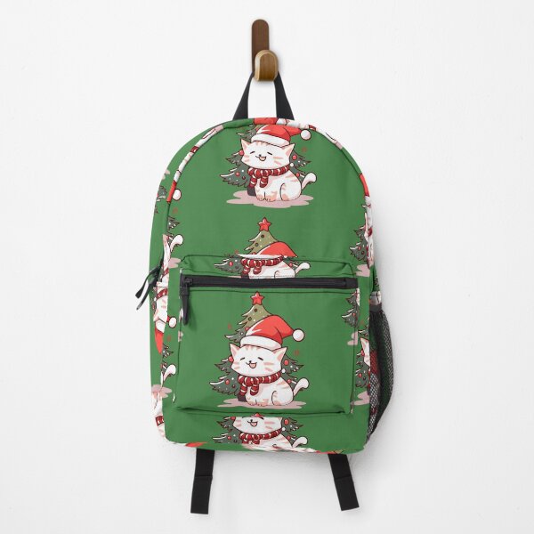 Item preview, Cute cat wearing Santa hat near Christmas tree designed and sold by Niktarka.