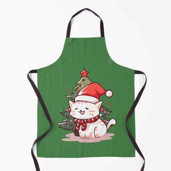 Item preview, Cute cat wearing Santa hat near Christmas tree designed and sold by Niktarka.