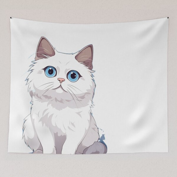 Item preview, Cute kawaii cat, big blue eyes, puffy cheeks, designed and sold by SasiPen.