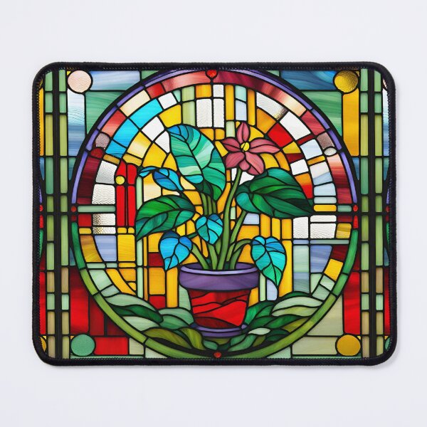 Item preview, Stained glass pattern of flowering pot plant designed and sold by Kamil Król.