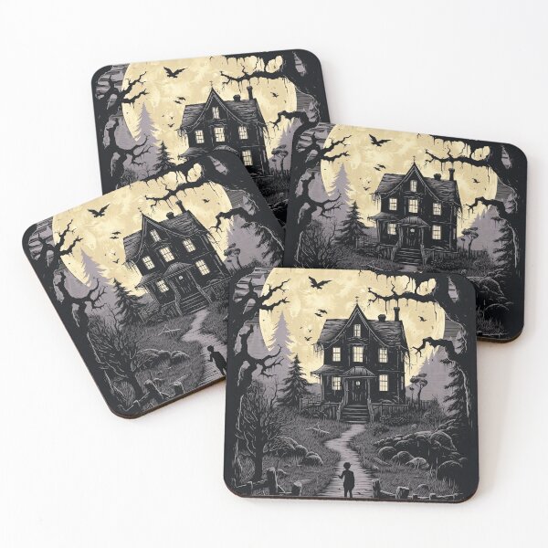Item preview, Eerie Nocturne: Haunted House and Bats designed and sold by krishutd.