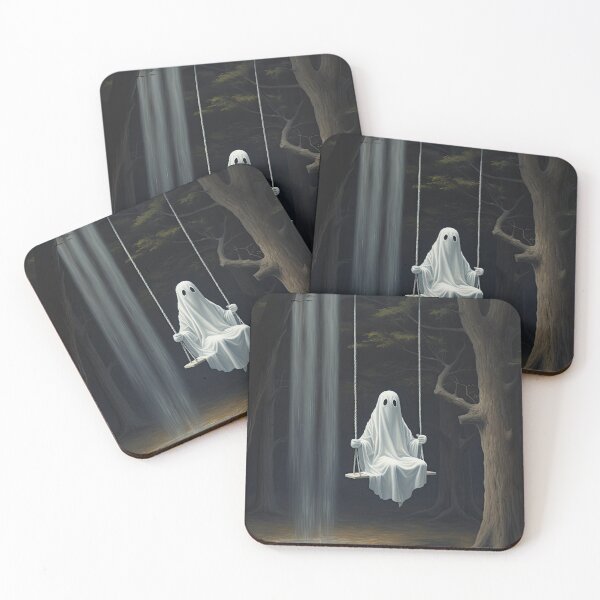 Item preview, Ethereal gothic painting of ghost on a swing in the woods designed and sold by Fern-and-Fyre.