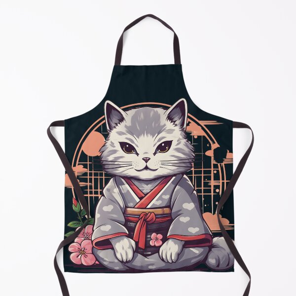 Item preview, Gray Cat in Kimono Japanese Style designed and sold by KitsuneYin.