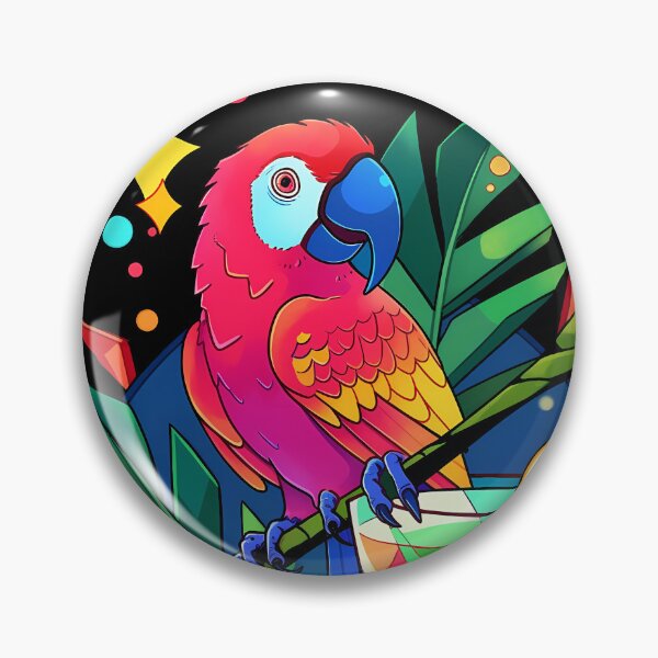 Item preview, Colorful Parrot with cocktail- bold colors designed and sold by octoboobs.