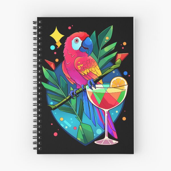 Item preview, Colorful Parrot with cocktail- bold colors designed and sold by octoboobs.