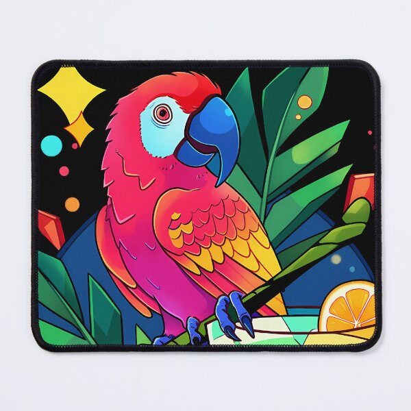 Item preview, Colorful Parrot with cocktail- bold colors designed and sold by octoboobs.