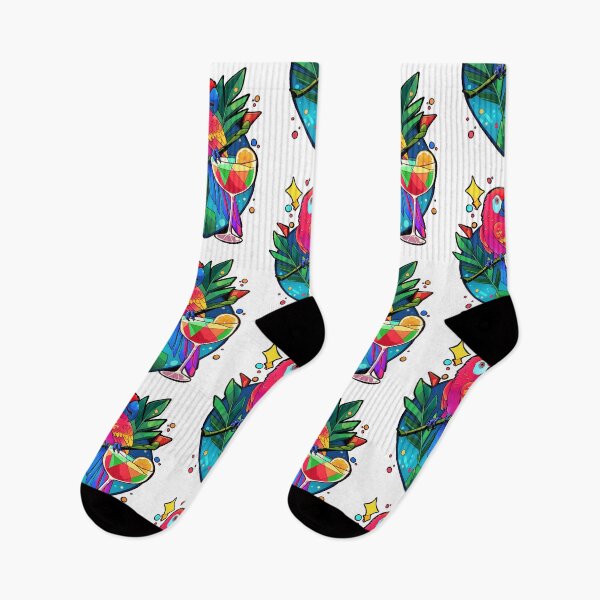Item preview, Colorful Parrot with cocktail- bold colors designed and sold by octoboobs.