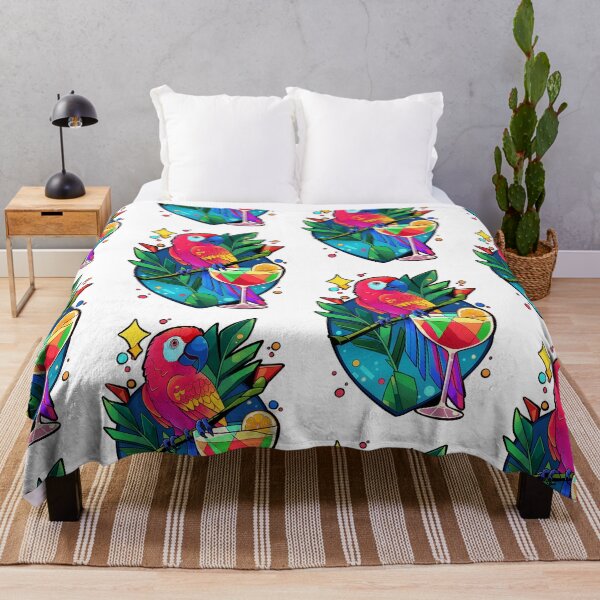 Item preview, Colorful Parrot with cocktail- bold colors designed and sold by octoboobs.