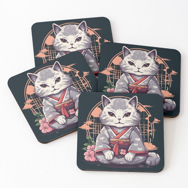 Item preview, Gray Cat in Kimono Japanese Style designed and sold by KitsuneYin.