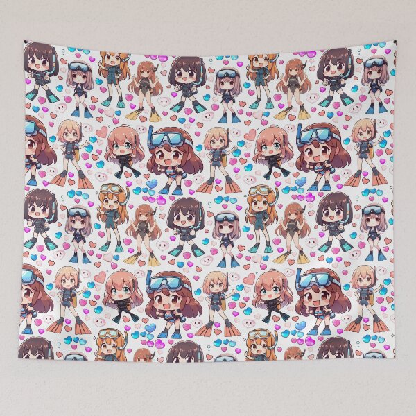 Item preview, Cute Scuba Diver Girls Anime Pattern designed and sold by andydavistech.