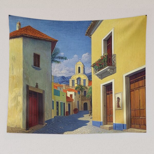 Item preview, Medieval town with cathedral painting  designed and sold by Meena-tta.