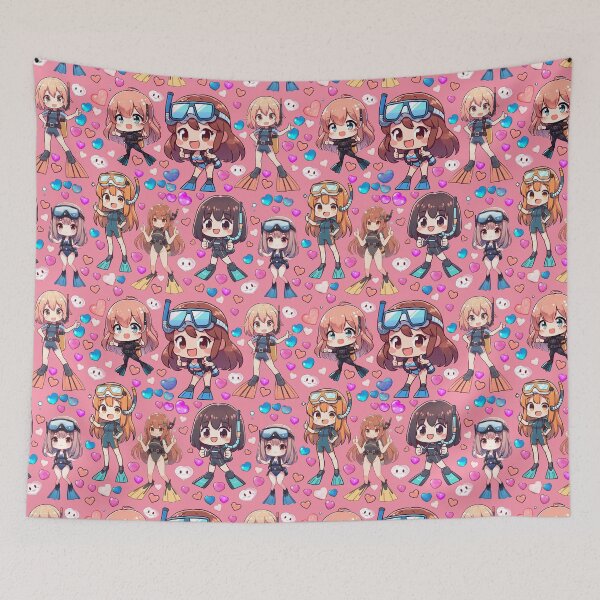 Item preview, Cute Scuba Diver Girls Anime Pattern (Pink Sherbet) designed and sold by andydavistech.