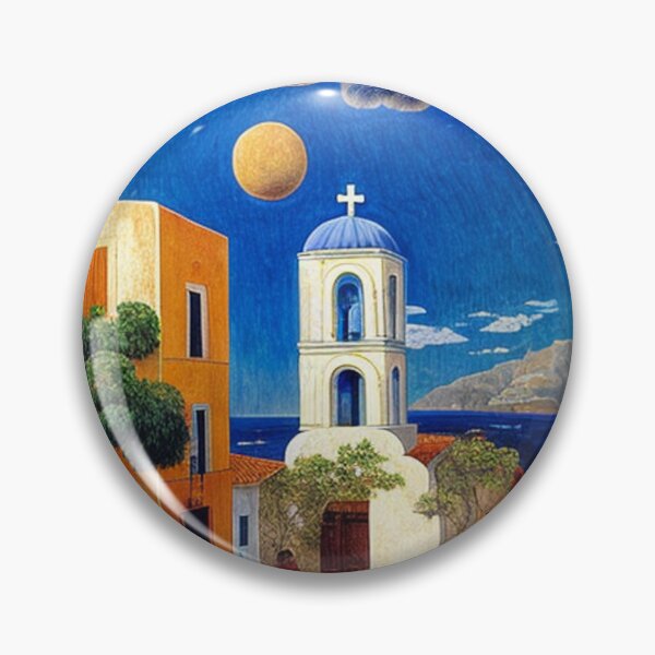 Item preview, Medieval town with cathedral and sea neoclassical style painting  designed and sold by Meena-tta.