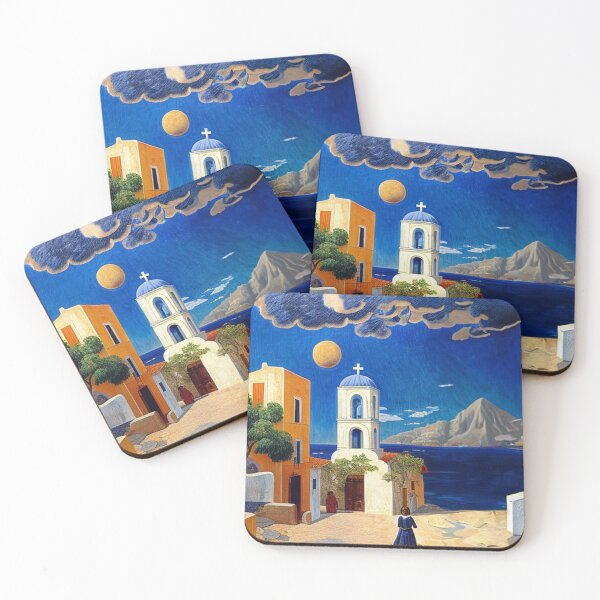 Item preview, Medieval town with cathedral and sea neoclassical style painting  designed and sold by Meena-tta.