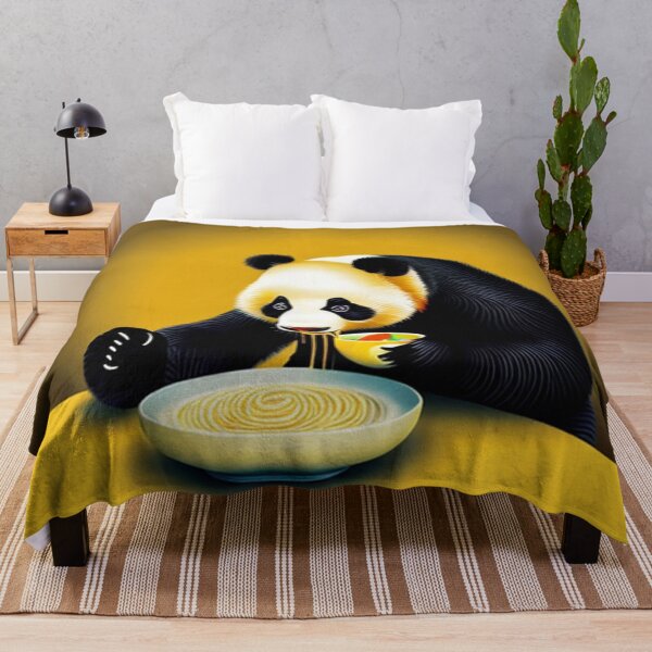 Item preview,  cute Panda bear eating a bowl of noodles yellow designed and sold by Meena-tta.