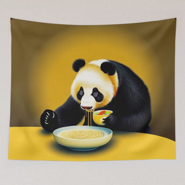 Item preview,  cute Panda bear eating a bowl of noodles yellow designed and sold by Meena-tta.