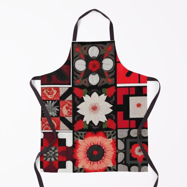Item preview, Red black white Patchwork quilt designed and sold by Roxburylane.