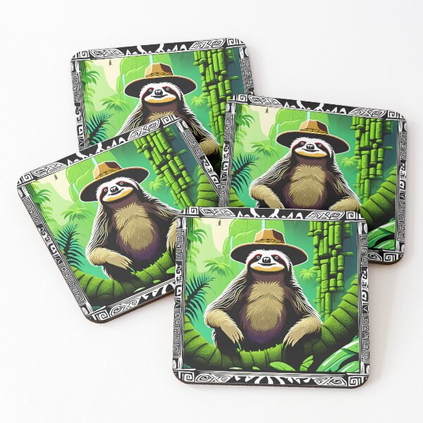 Item preview, Jungle sloth with explorer hat designed and sold by slothsandducks.