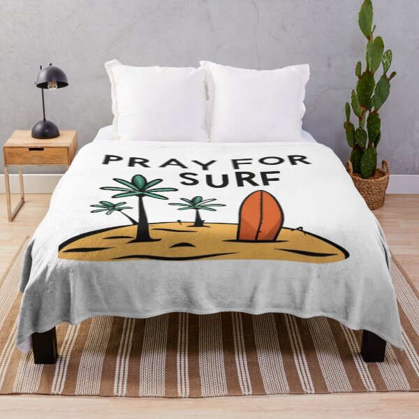 Item preview, Personalized Surfboard with 'Pray for Surf' designed and sold by Mantasrl.
