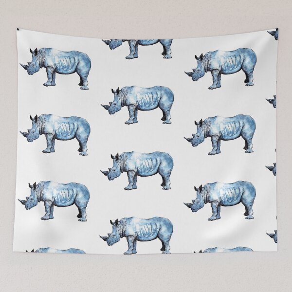 Item preview, Blue Watercolor and Ink Rhinoceros designed and sold by shayliciab33.