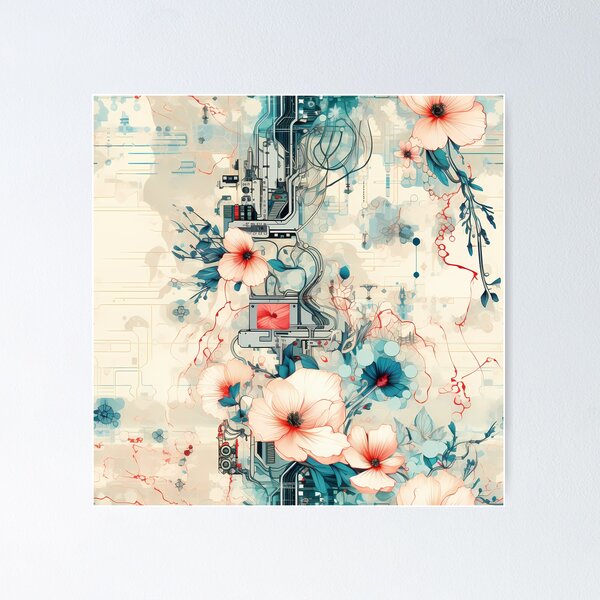 Item preview, Cyberpunk Flowers and Circuitry Pattern designed and sold by SchorlCraft.