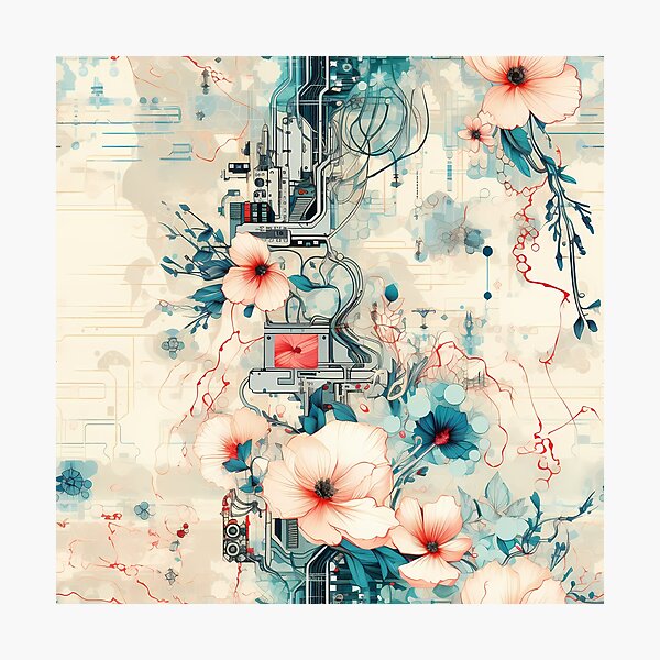 Item preview, Cyberpunk Flowers and Circuitry Pattern designed and sold by SchorlCraft.