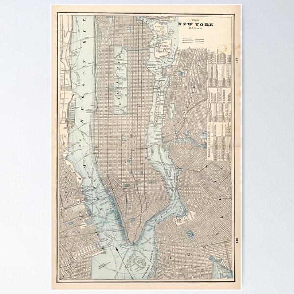 Item preview, Vintage Map of New York City (1893) designed and sold by BravuraMedia.