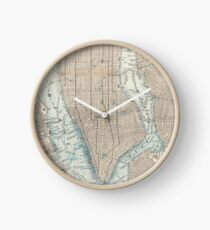 Reloj Mapa vintage de la ciudad de Nueva York (1893)