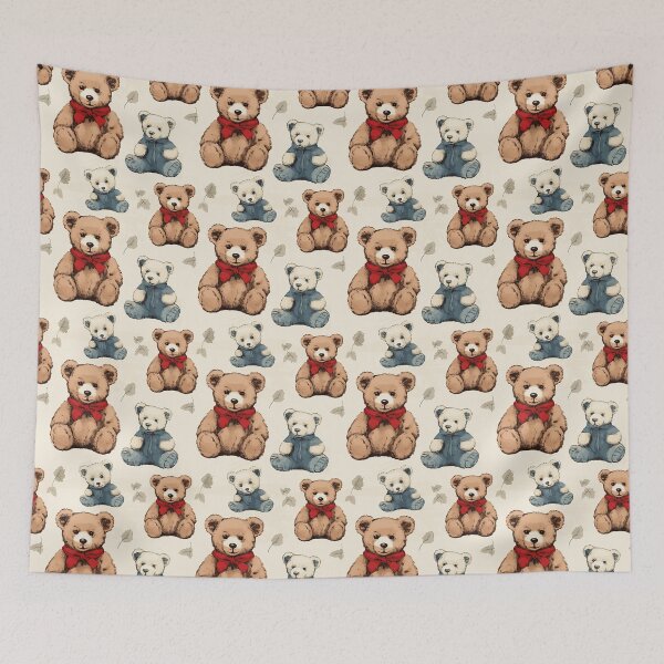 Item preview, Seamless Vintage Teddy Bear Illustration Pattern - Ursus Cuddlicus designed and sold by ShobulousStudio.