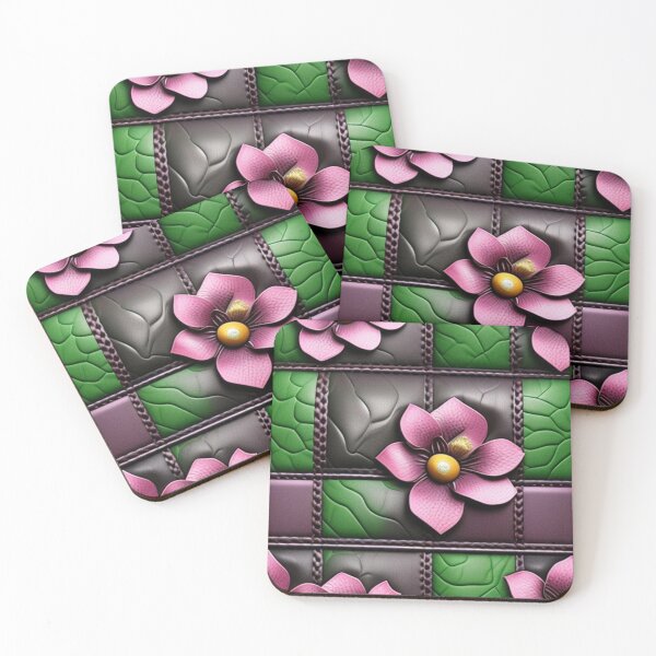 Item preview, Purple and green leather floral quilt pattern  designed and sold by Roxburylane.