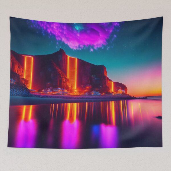 Item preview, A nighttime coastal town  designed and sold by M-Y-A-R-T-.