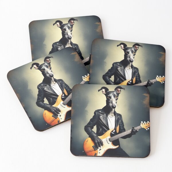 Item preview, Greyhound musician playing electric guitar designed and sold by Wilfried van Dokkumburg.