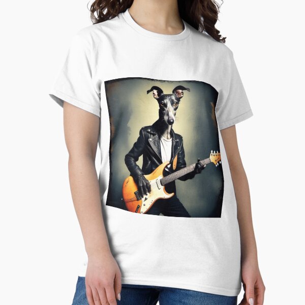 Greyhound musician playing electric guitar Classic T-Shirt