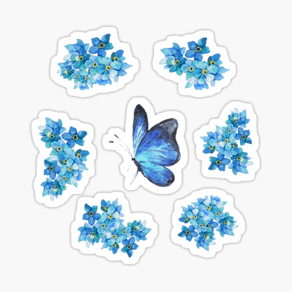 Item preview, Forget-Me-Nots and a Blue Butterfly designed and sold by efkarose.