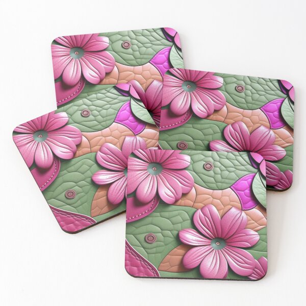 Item preview, Green and pink leather floral  designed and sold by Roxburylane.