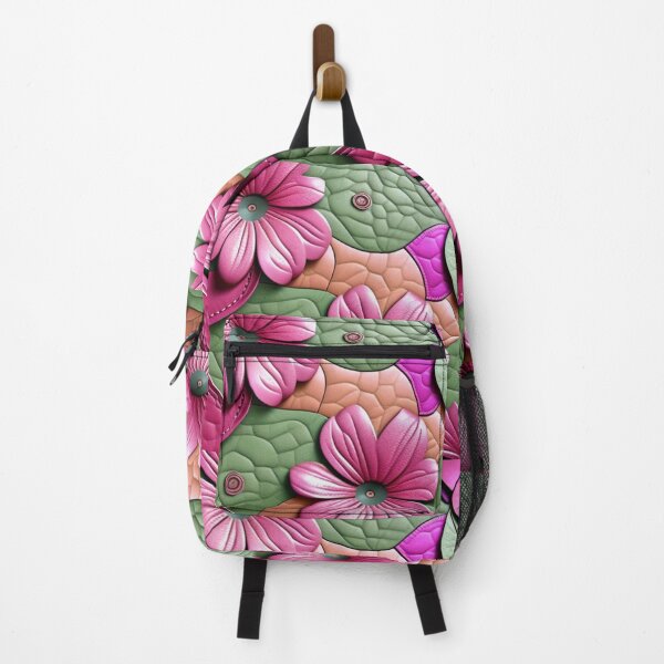 Item preview, Green and pink leather floral designed and sold by Roxburylane.