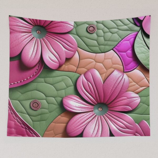Item preview, Green and pink leather floral  designed and sold by Roxburylane.
