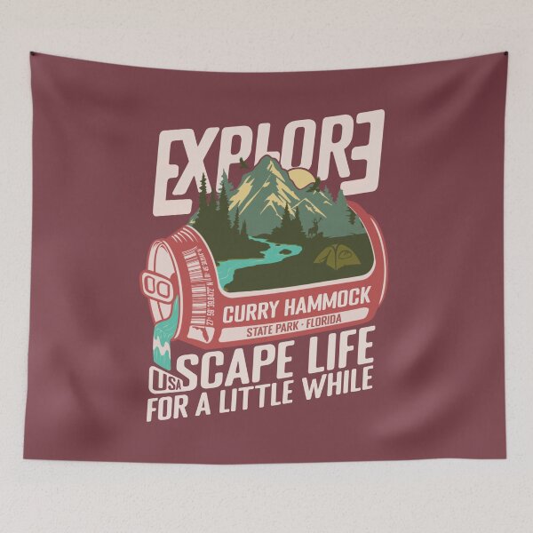 Item preview, Curry Hammock State Park Florida - FL Retro In A Pink Soda Camping Hiking Outdoor Adventure designed and sold by mountainfad.