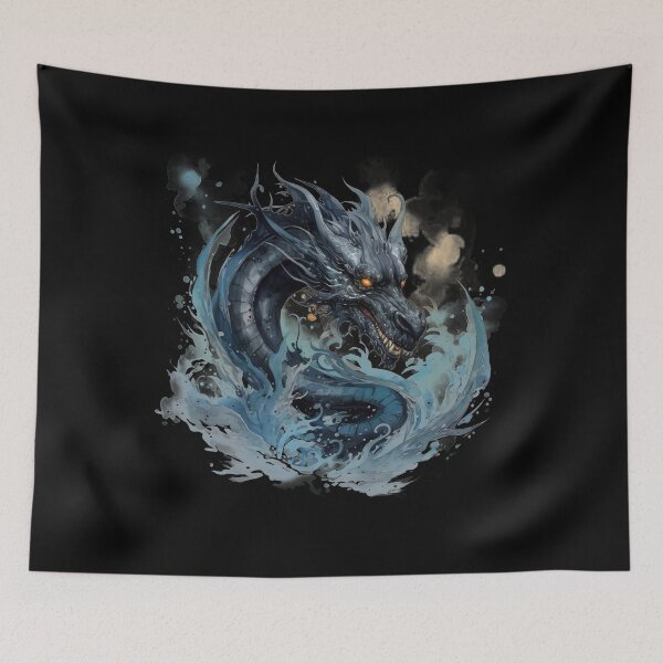 Item preview, Water Dragon Art Black Dragon Red Eyes designed and sold by AnnaMDesign.