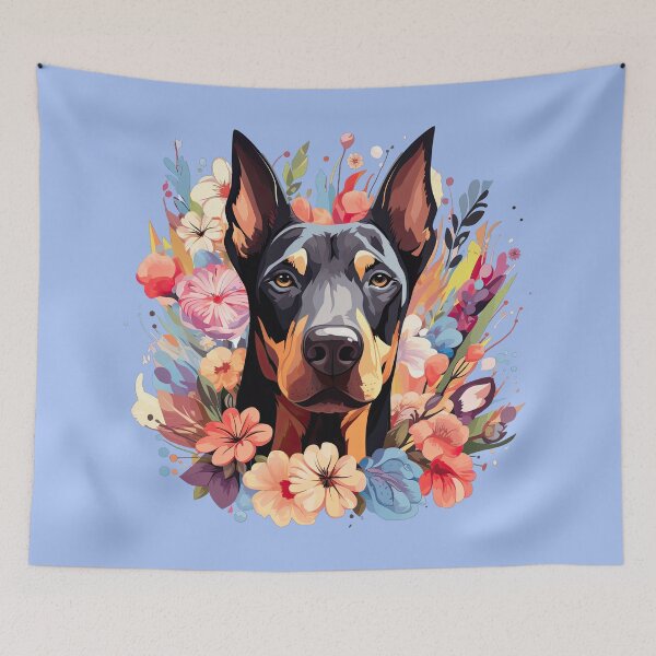Item preview, Dobermann Flower Splash designed and sold by ZombieLH.