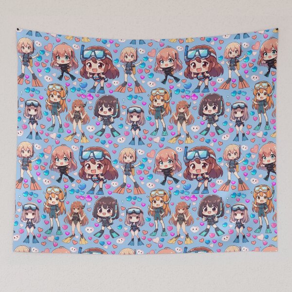 Item preview, Cute Scuba Diver Girls Anime Pattern (Baby Blue Eyes) designed and sold by andydavistech.