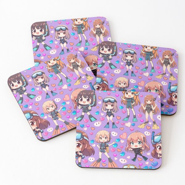 Item preview, Cute Scuba Diver Girls Anime Pattern (Periwinkle Purple) designed and sold by andydavistech.
