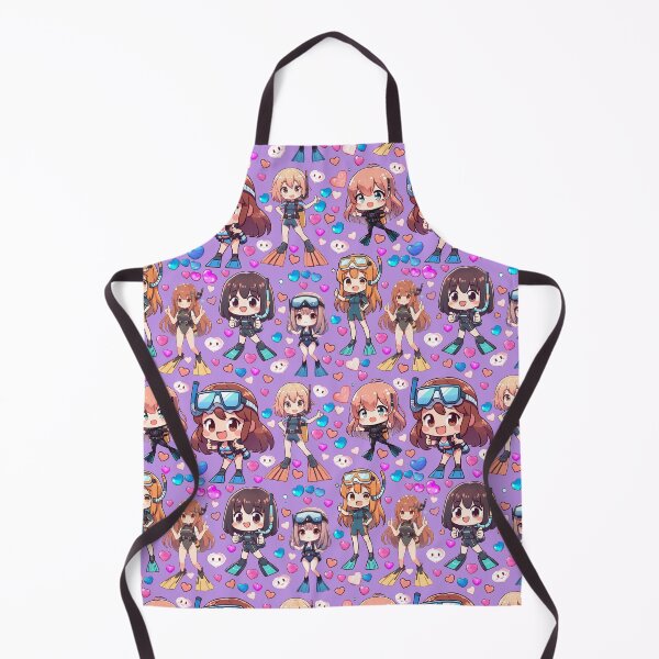 Item preview, Cute Scuba Diver Girls Anime Pattern (Periwinkle Purple) designed and sold by andydavistech.