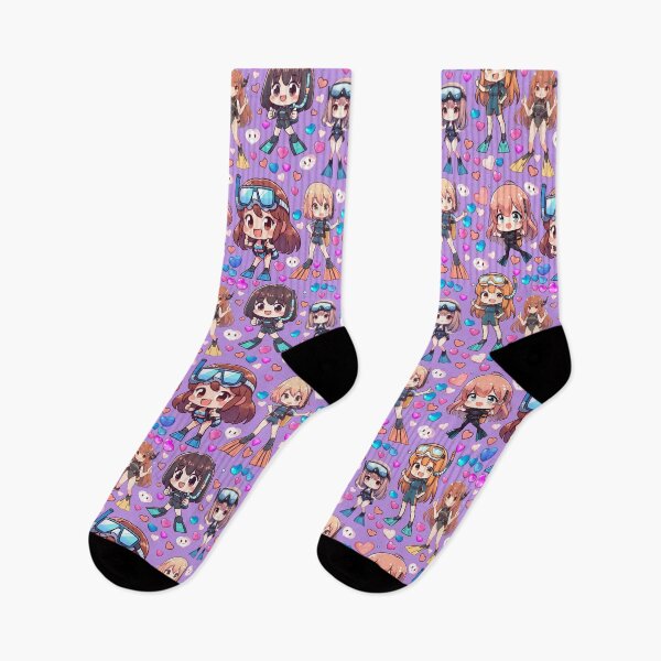 Item preview, Cute Scuba Diver Girls Anime Pattern (Periwinkle Purple) designed and sold by andydavistech.