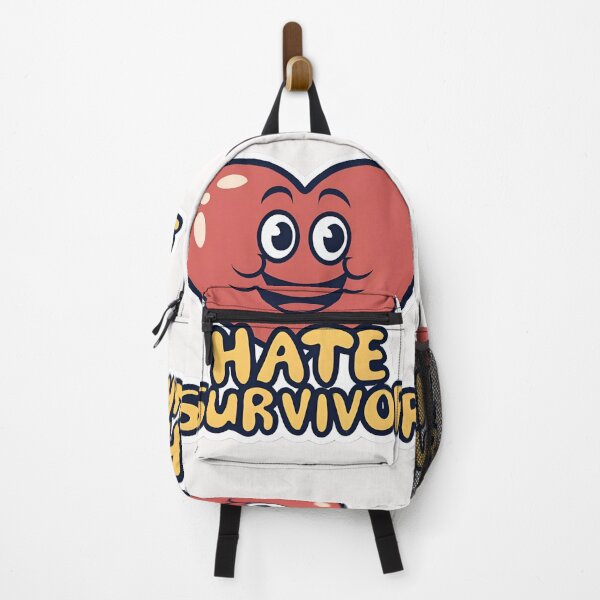 Item preview, A heart with the words "hate survivor" in the style of cartoonish character design designed and sold by AI-Only Creations.