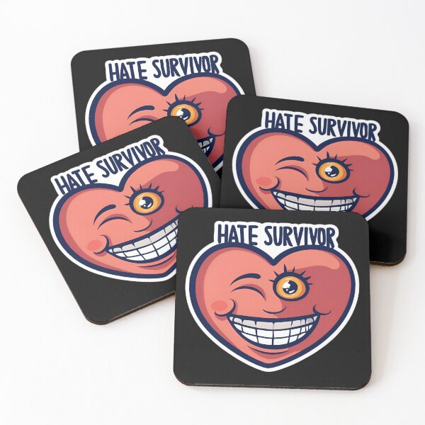 Item preview, A heart with the words "hate survivor" in the style of cartoonish character design designed and sold by AI-Only Creations.
