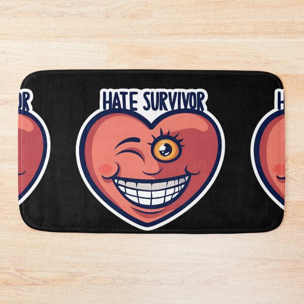 Item preview, A heart with the words "hate survivor" in the style of cartoonish character design designed and sold by AI-Only Creations.