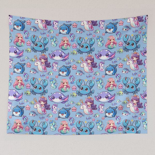Item preview, Cute Mermaid Princess and Unicorn Seahorse (blue) designed and sold by andydavistech.